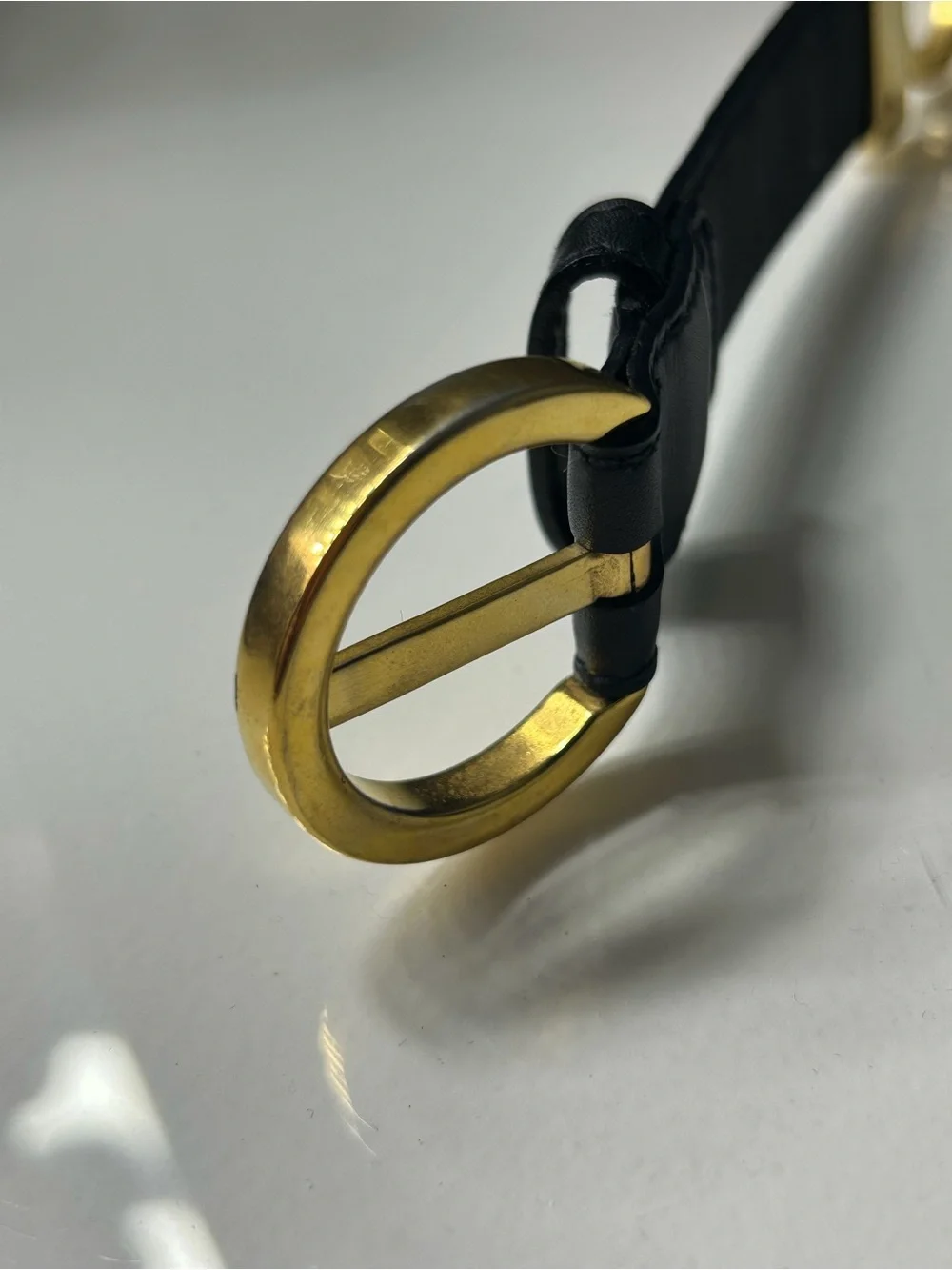 Salvatore Ferragamo Navy Blue Gancini Belt w Gold Buckle 30.5”L